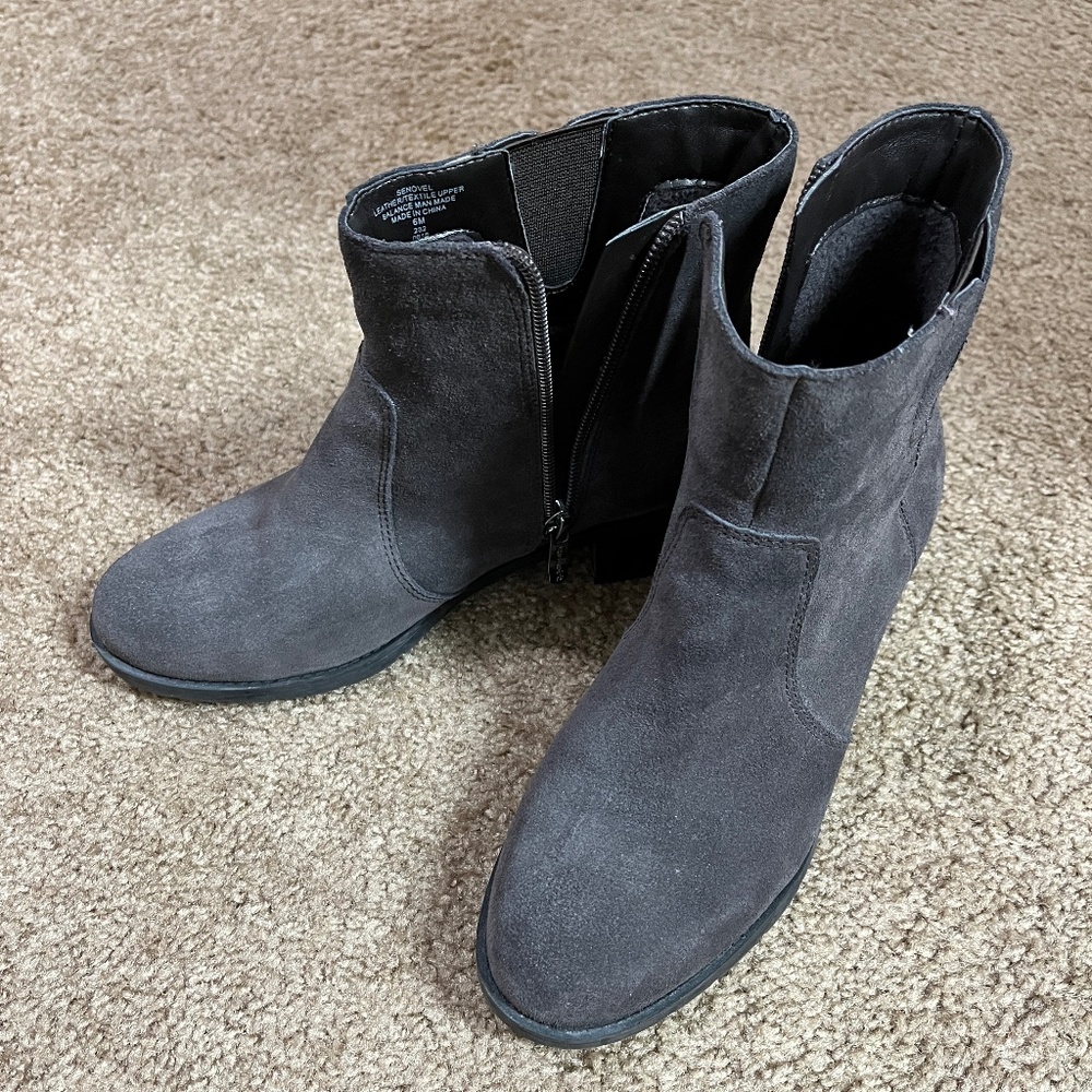 Easy Spirt Grey Suede Fleece Lined Boots